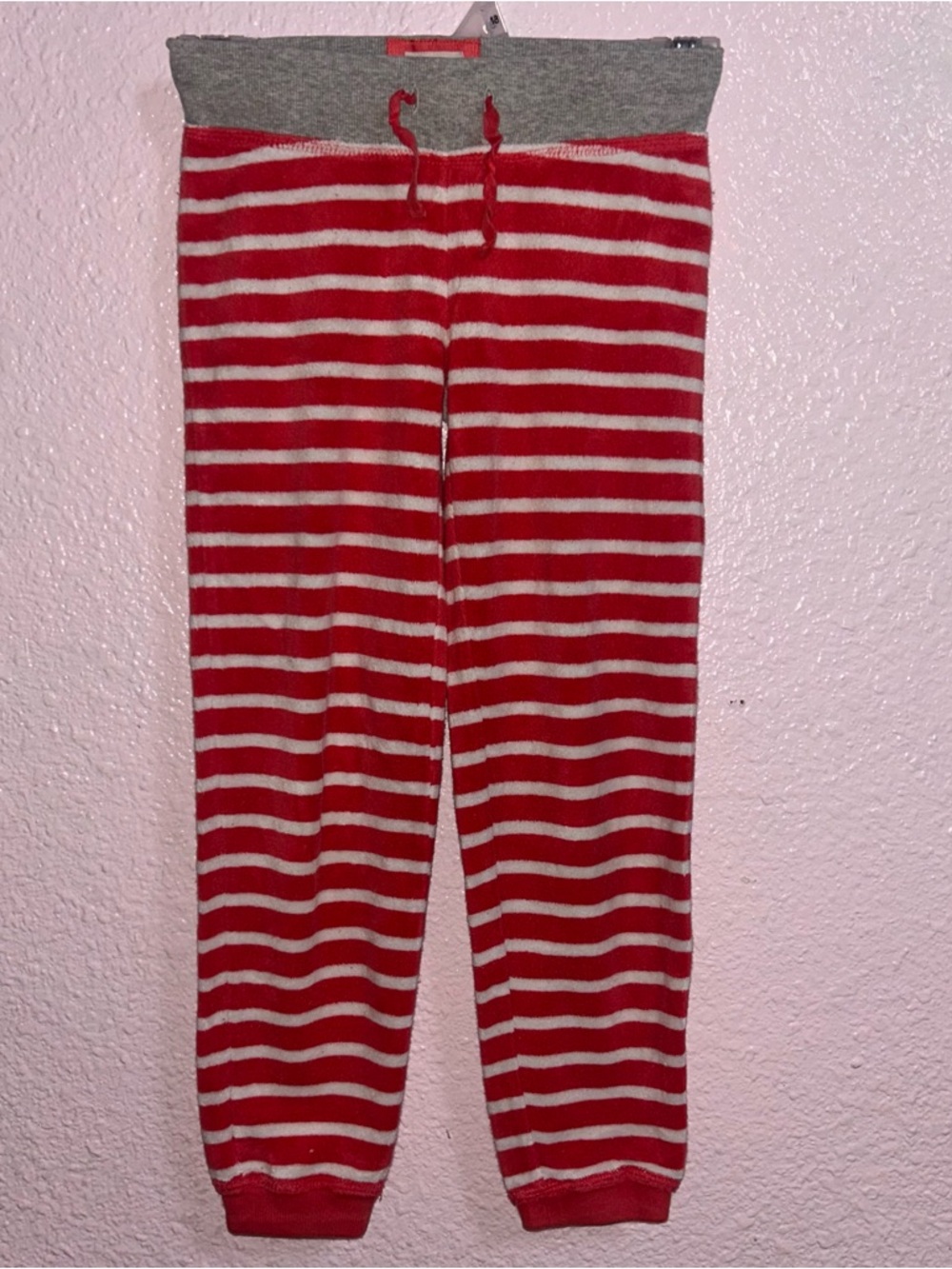 Mini Boden Red and Gray Striped Joggers